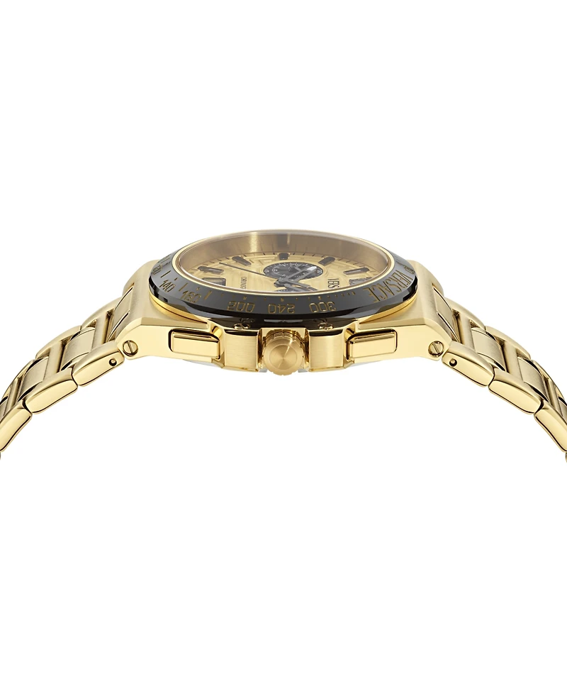Versace Men's Greca Reaction Ip Yellow Gold Bracelet Watch, 43mm