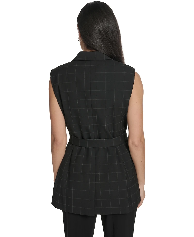 Calvin Klein Women's Windowpane Tie-Waist Vest