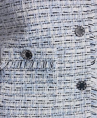 Dkny Petite Tweed Cropped Button Front Jacket