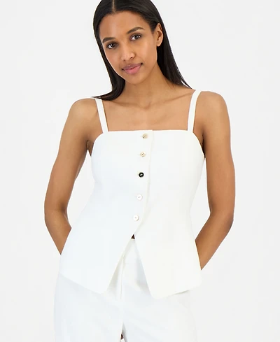 Tahari Asl Women's Button-Front Sleeveless Top