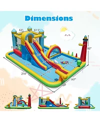Mecale Inflatable Water Slide with Jumping Area & Climbing Wall, 680W Blower Included