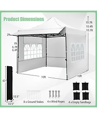 Mecale 10x10 ft Pop-Up Canopy Tent with Awning and Sidewalls, Party or Picnic