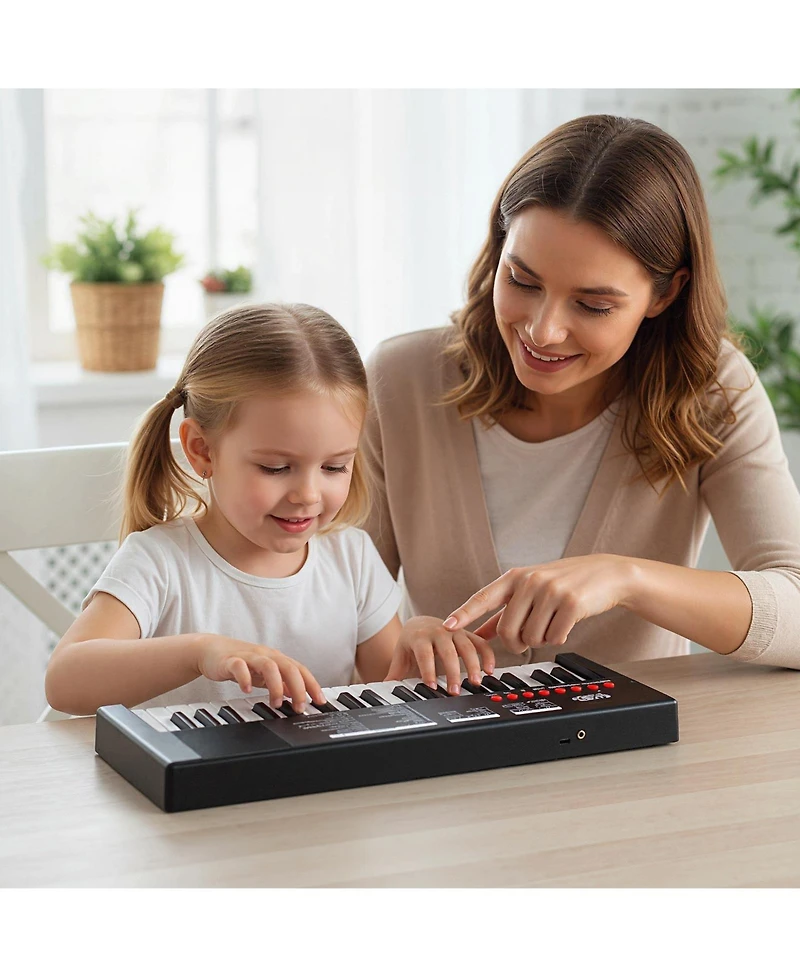 Mecale 37-Key Kids Piano Keyboard with 8 Rhythms & Microphone
