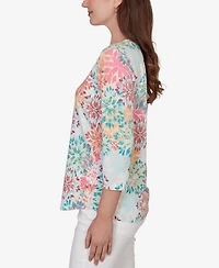 Ruby Rd. Petite Floral Medallion Knit Top