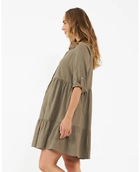Ripe Maternity Adel Button Linen Dress