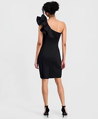 Anne Klein Women's One-Shoulder Asymmetrical Ruffle-Detail Sheath Dress