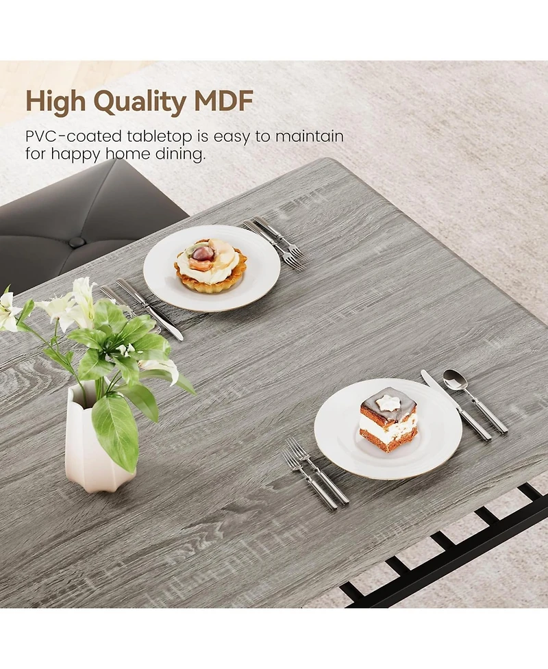 gaomon 5-Piece Dining Table Set for 4-5 People 43 Inch Extendable Kitchen Table Set with 1 Benche and 2 Square Stools Dining Room Table