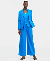 Tahari Asl Single Button Blazer Spaghetti Strap Vest Wide Leg Pants