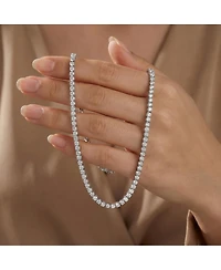 Sterling Silver White Gold Plated Cubic Zirconia 2MM Tennis Necklace