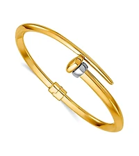 Curata Jewelry Solid 18k Two-tone Gold Italian 7 Inch Bypass Hinged Bangle Bracelet