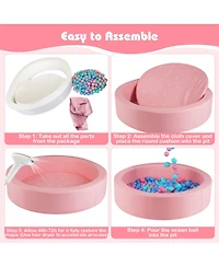 Mecale 42.5-Inch Round Foam Ball Pit for Toddlers with Sponge Filling, Washable Cover