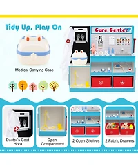Mecale Play Doctor s Office Wooden Medical Center Toy Set with Exam Area for Kids