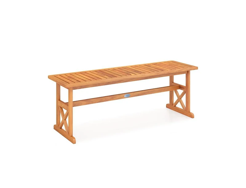 Slickblue Outdoor 51 Inch Acacia Wood Bench with Slatted Seat, 800 lbs