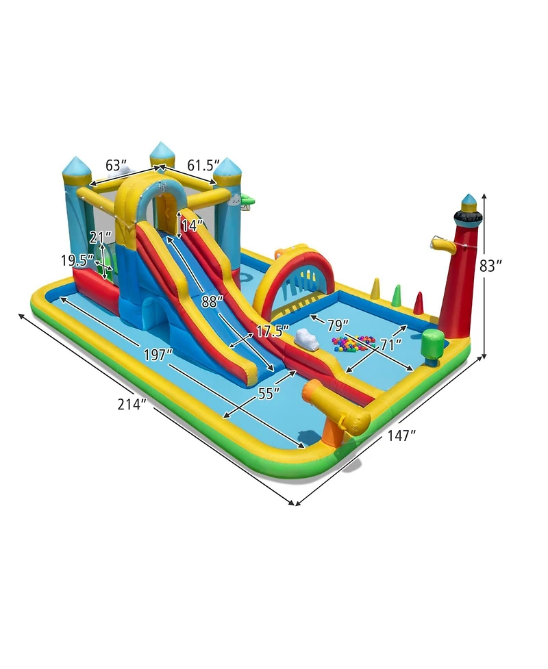 Mecale Giant Inflatable Water Slide Park with Long Slide & Jumping Area