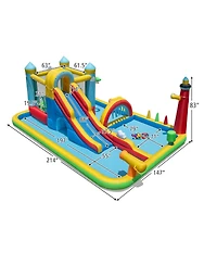 Mecale Giant Inflatable Water Slide Park with Long Slide & Jumping Area