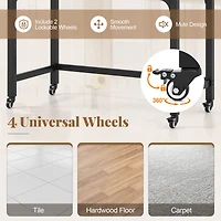 Rolling Computer Desk Wood Top Metal Frame Laptop Table Study