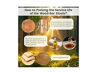 Slickblue Set of 2 Outdoor 18-Inch Wood Bar Stools with Footrest