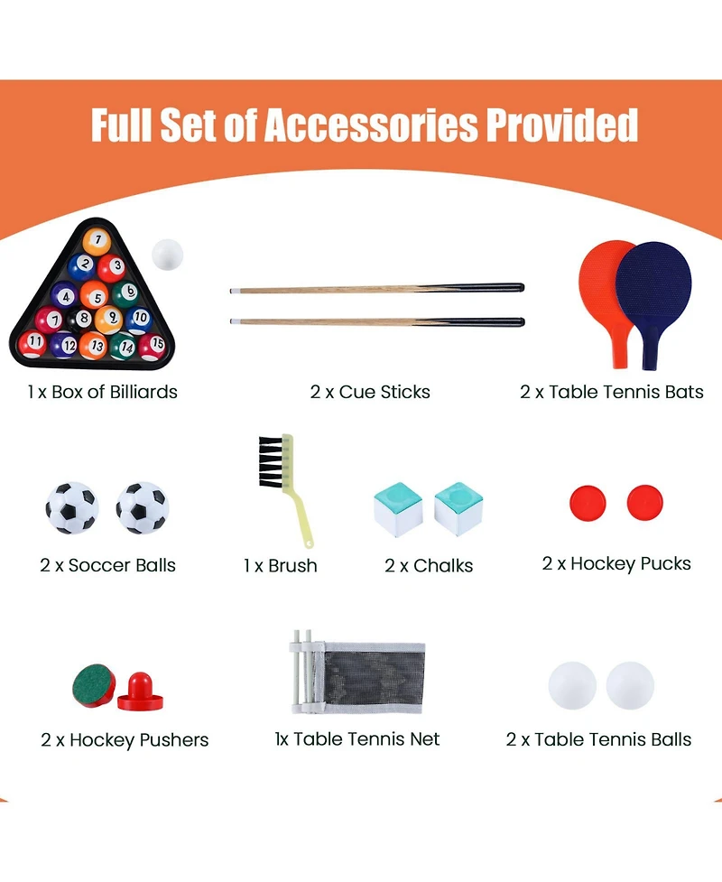 Mecale 4-in-1 Multi-Game Table Set with Billiards