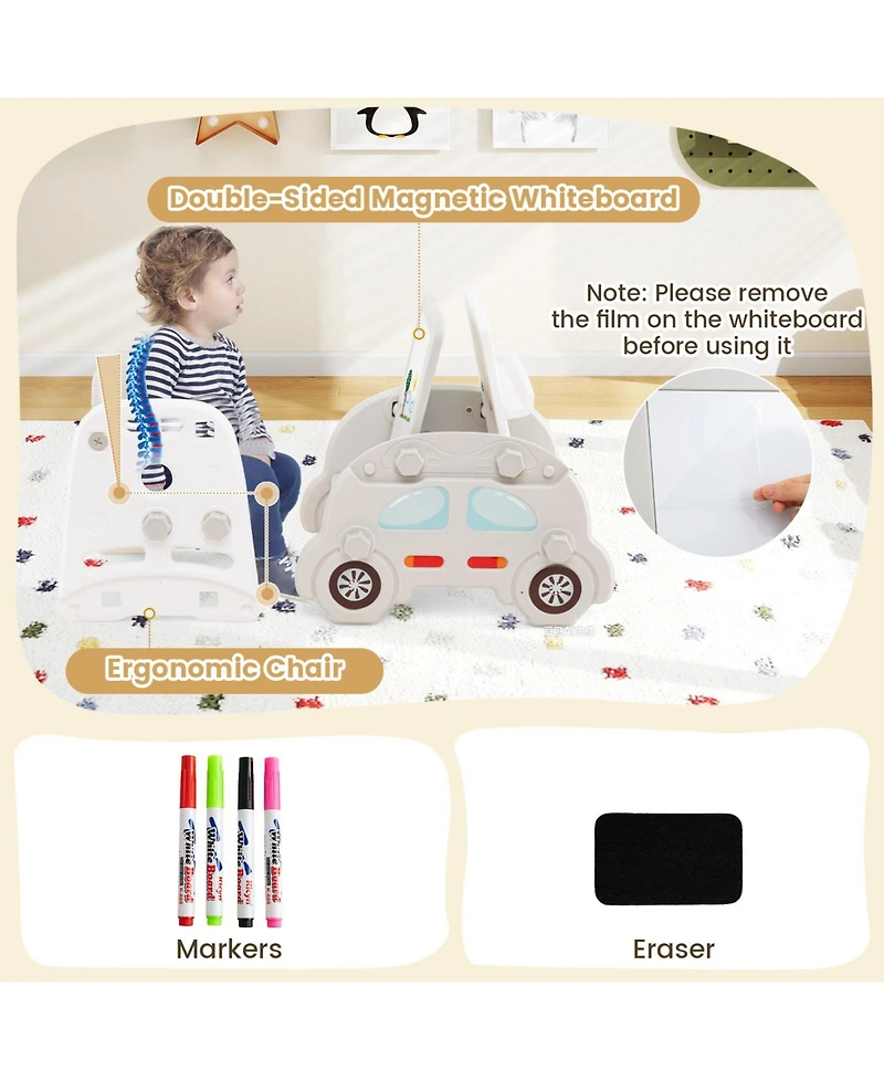 Mecale 5-in-1 Toddler Slide Set with Art Easel, Stool and Book Rack