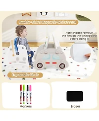 Mecale 5-in-1 Toddler Slide Set with Art Easel, Stool and Book Rack