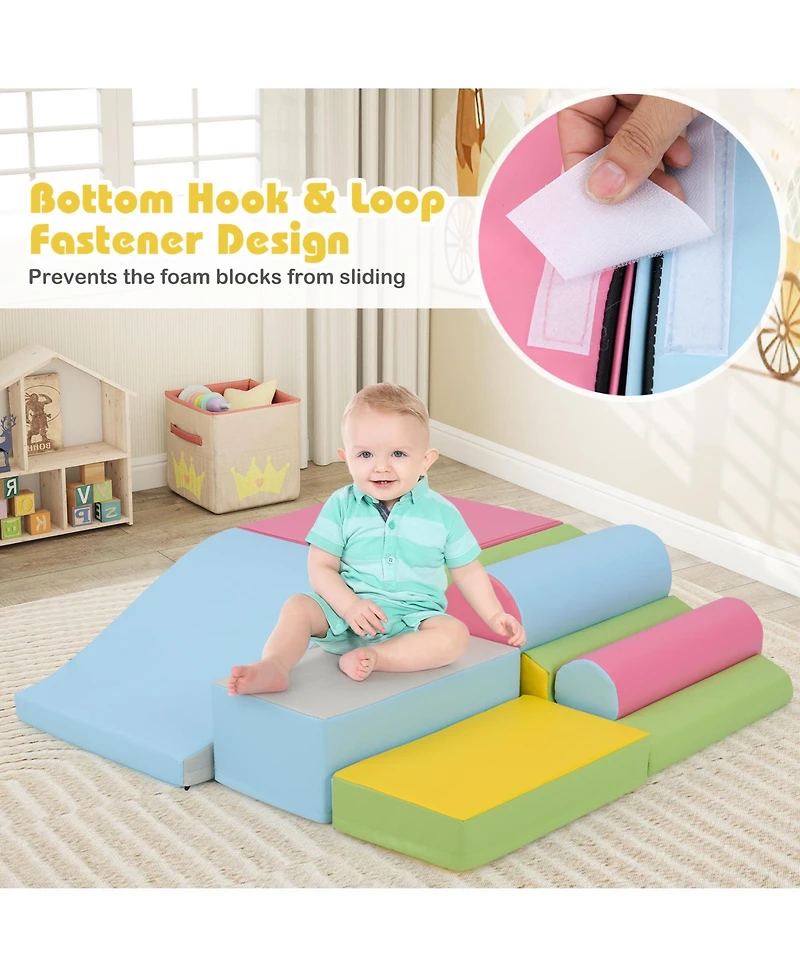 Mecale 7-Piece Foam Climbing Blocks Soft Play Set for Toddlers and Crawling Babies