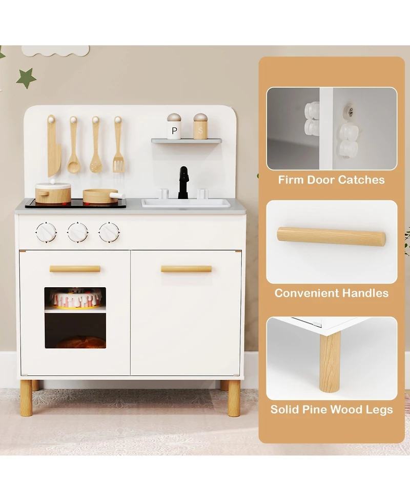 Mecale Kids Kitchen Playset with Cooking Accessories and Storage, Fun Pretend Play Toy