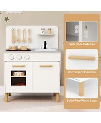 Mecale Kids Kitchen Playset with Cooking Accessories and Storage, Fun Pretend Play Toy