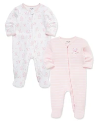 Little Me Baby Girls' Puppies Print Coveralls, 2-Pack