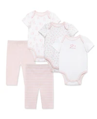 Little Me Baby Girls' Puppies Bodysuit and Pants, 5-Piece Set