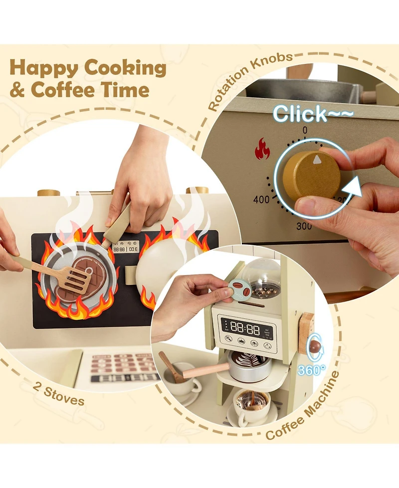 Mecale Kids Corner Play Kitchen with Faucet, Dishwasher & Stove for Imaginative Role Play