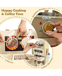 Mecale Kids Corner Play Kitchen with Faucet, Dishwasher & Stove for Imaginative Role Play