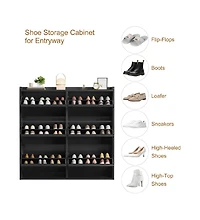 gaomon Shoe Cabinet with 6 Flip Drawers, Wooden Organizer Adjustable Shelf, Storage for Entryway, Hidden