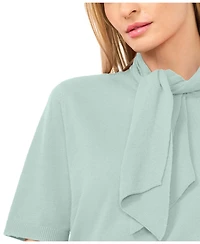 CeCe Women's Tie Neck Short-Sleeve Sweater