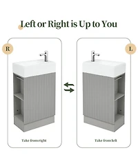 Sillysis 18.6" Bathroom Vanity with Sink, Mdf Storage Cabinet, Two-Tier Shelf & Left or Right Orientation for Small Bathrooms