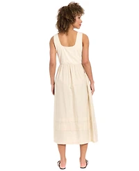 London Times Women's Square Neck Midi Dress