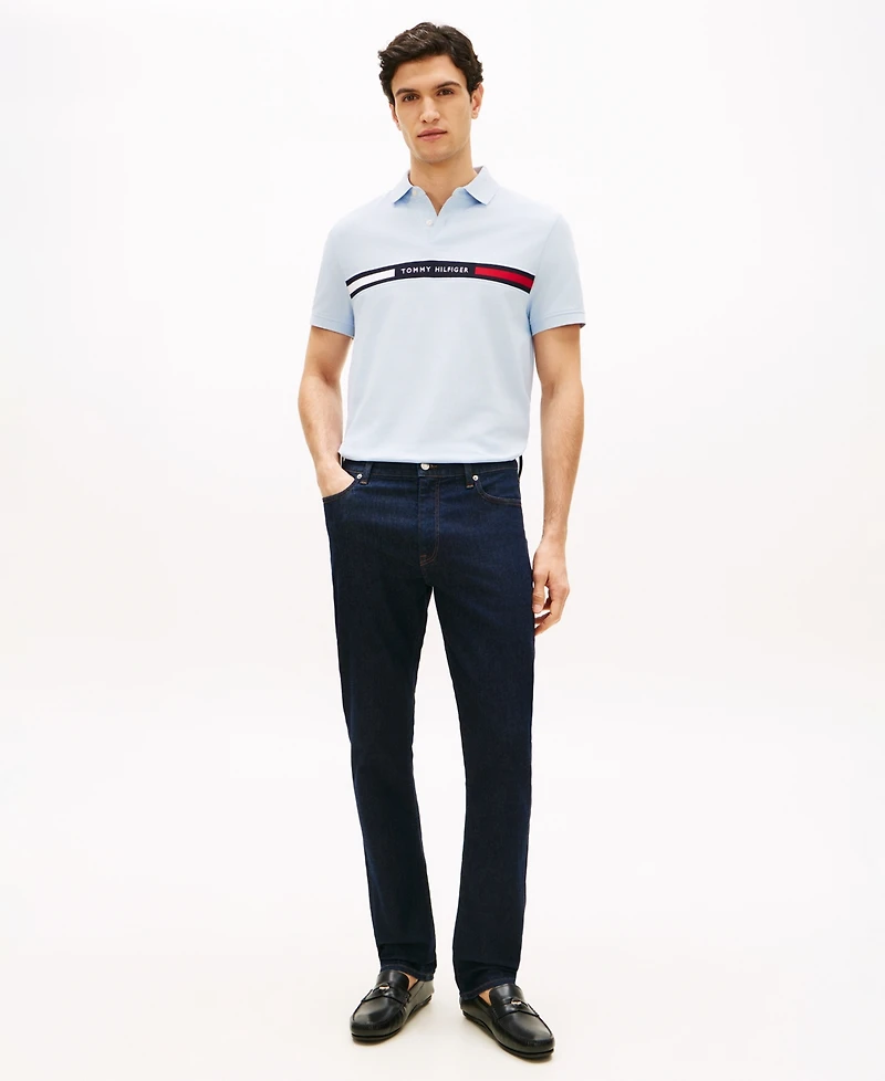 Tommy Hilfiger Men's Short Sleeve Embroidered Chest Stripe Polo Shirt