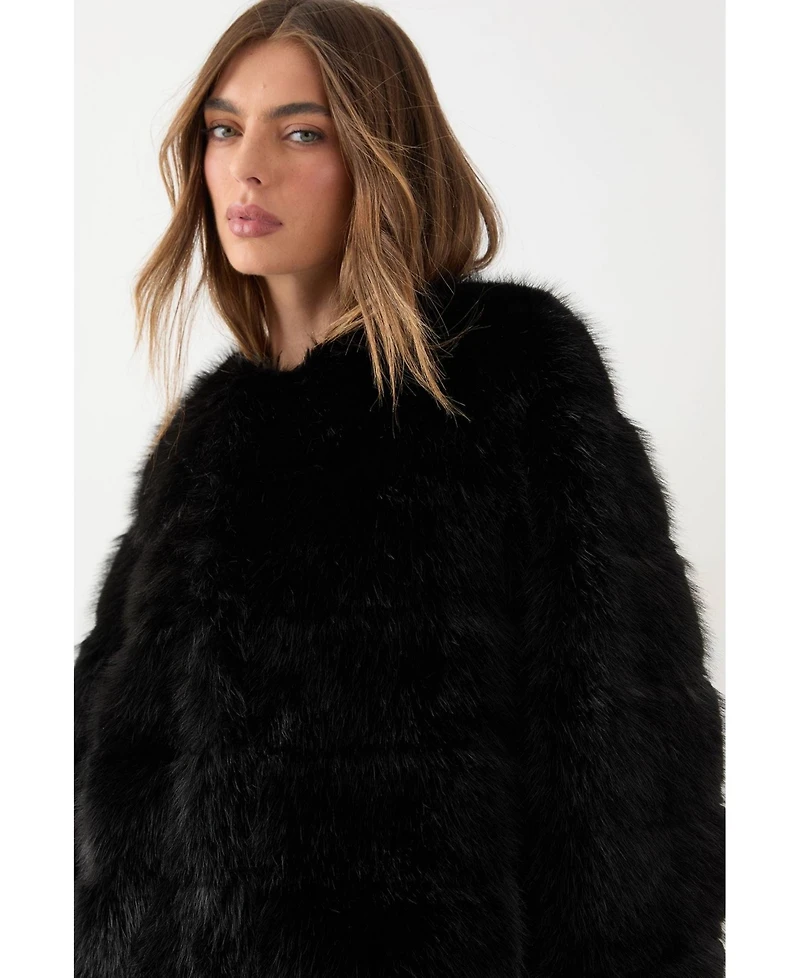 MissPap Women's Panelled Faux Fur Coat