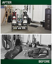 Mythinglogic 2 Golf Bag Storage Organizer, Golf Bag Stand and Other Golfing Equipment Rack for Garage, Extra Storage Rack Design for Golf Clubs