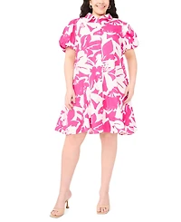 Msk Plus Printed Collared Neck Dress