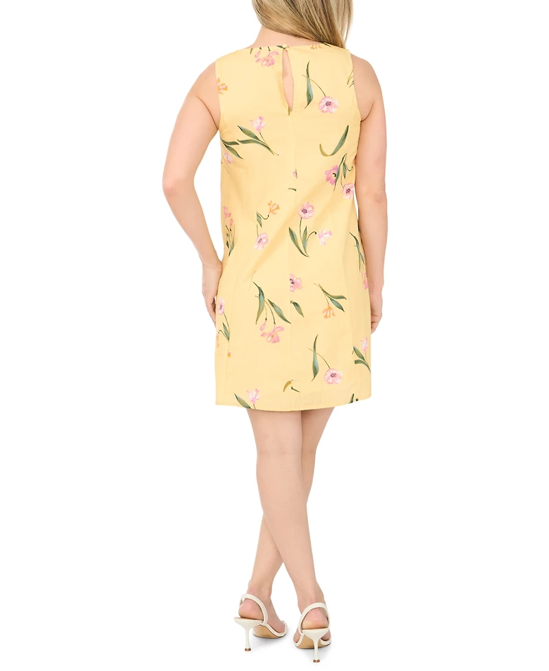 Msk Petite Printed Round Neck Dress