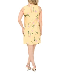 Msk Petite Printed Round Neck Dress