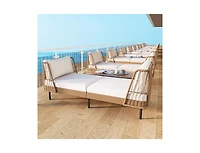 Slickblue Patio Rattan Daybed Loveseat with Comfortable Seat and Back Cushions