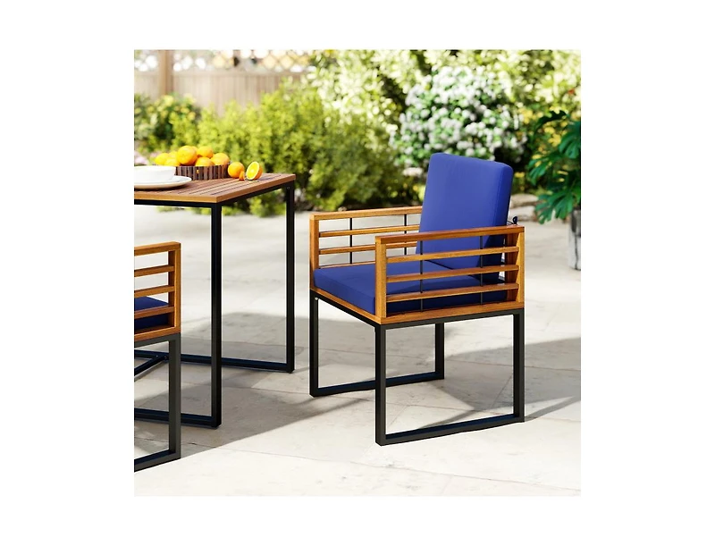 Slickblue Outdoor Acacia Wood Dining Chair Set with Comfortable Cushions