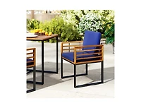Slickblue Outdoor Acacia Wood Dining Chair Set with Comfortable Cushions