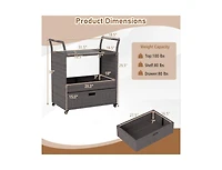 Slickblue Patio Wicker Bar Cart with Durable Tempered Glass Tabletop