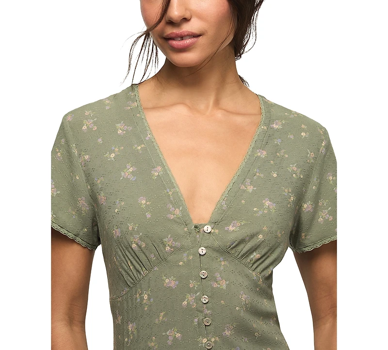 Lucky Brand Women's Floral Simone V-Neck Midi Dress