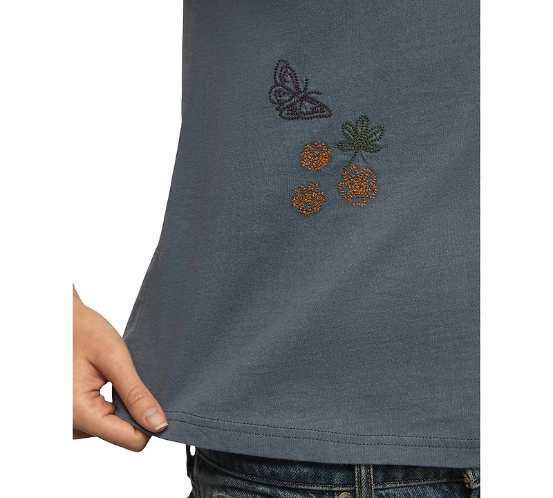Lucky Brand Women's Classic Fit and Floral Butterfly T-Shirt