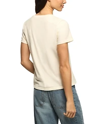 Lucky Brand Women's Floral Skull Printed Classic Fit Crew Neck T-Shirt