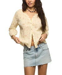 Lucky Brand Women's Scoop Neck Button Top