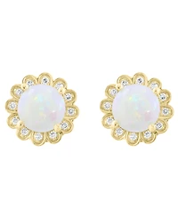 Effy Collection Opal (1-1/10 ct. t.w.) and Diamond (1/10 ct. t.w.) Stud Earrings in 14k Yellow Gold